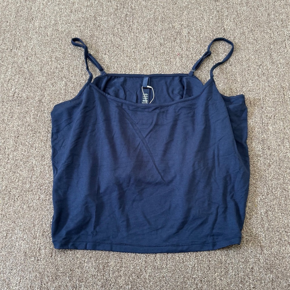 SKIMS Sleep Cropped Cami Navy Blue Adjustable Straps TP-CRP-4084 Womens 4X NWT